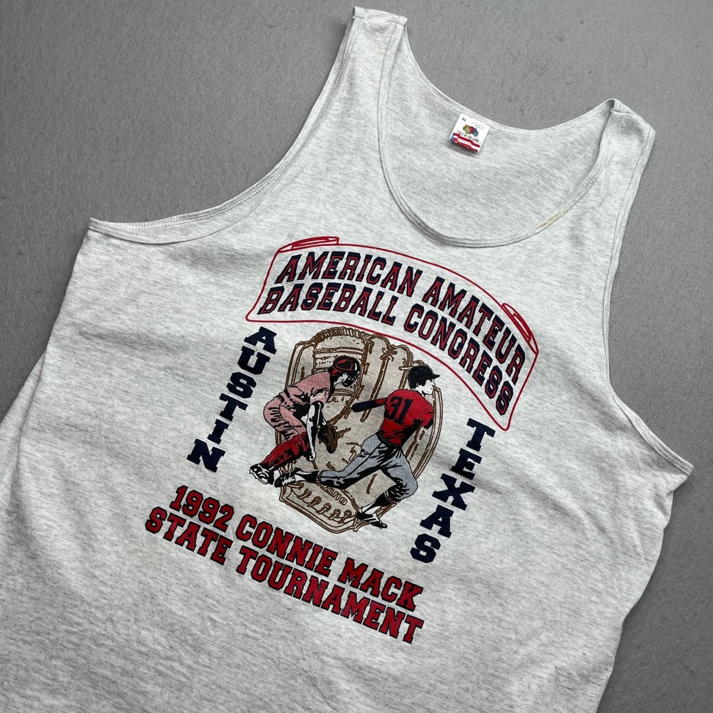 Fruit of the Loom Vintage 90s 1992 Connie Mack Baseball Tank Top Gray XL USA